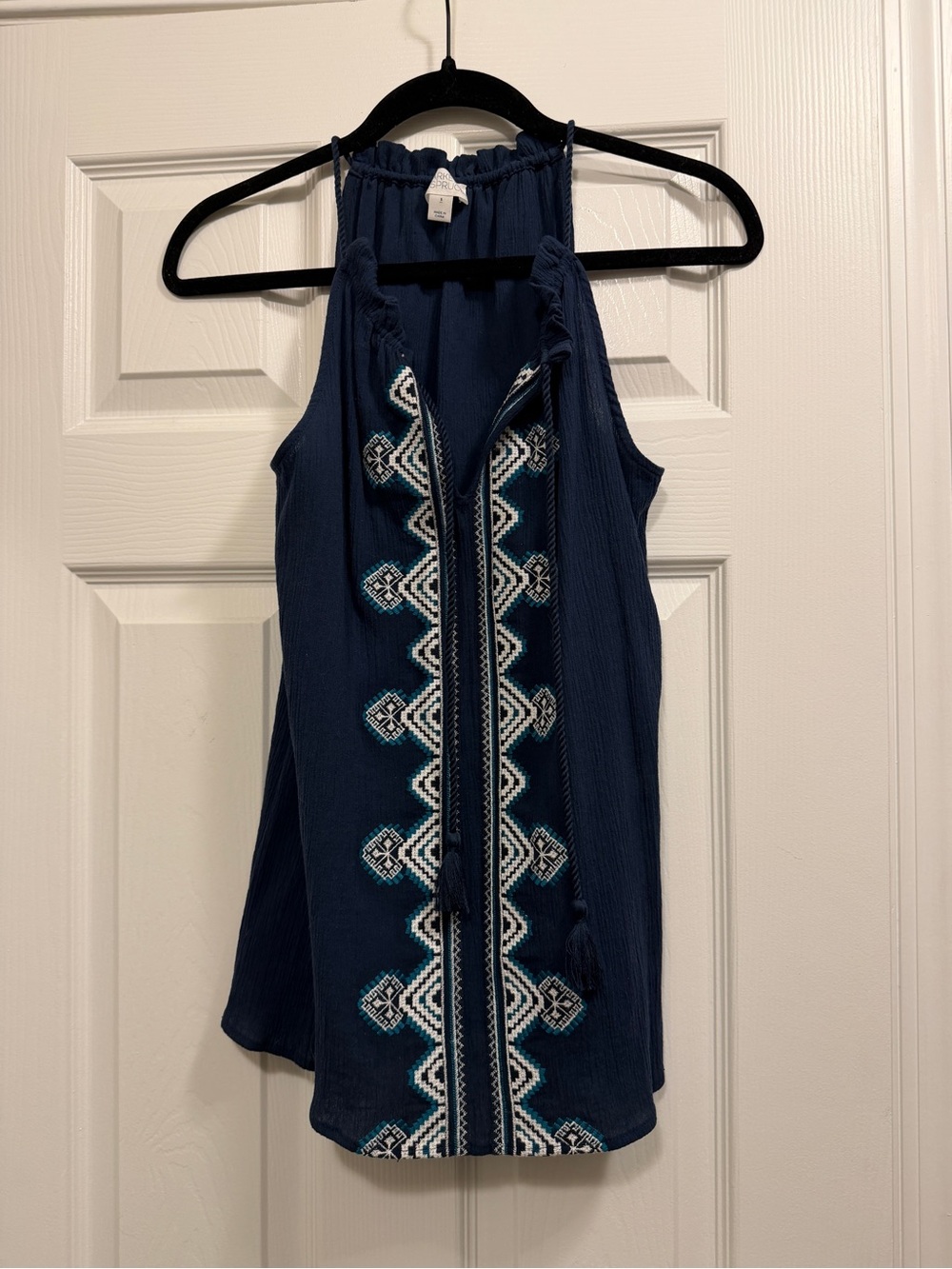 Market & Spruce Navy Embroidered Halter Camisole